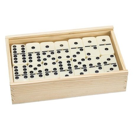 HEY PLAY Hey Play M370005 Double Six Dominoes with Wood Case; Black & White - Set of 55 M370005
